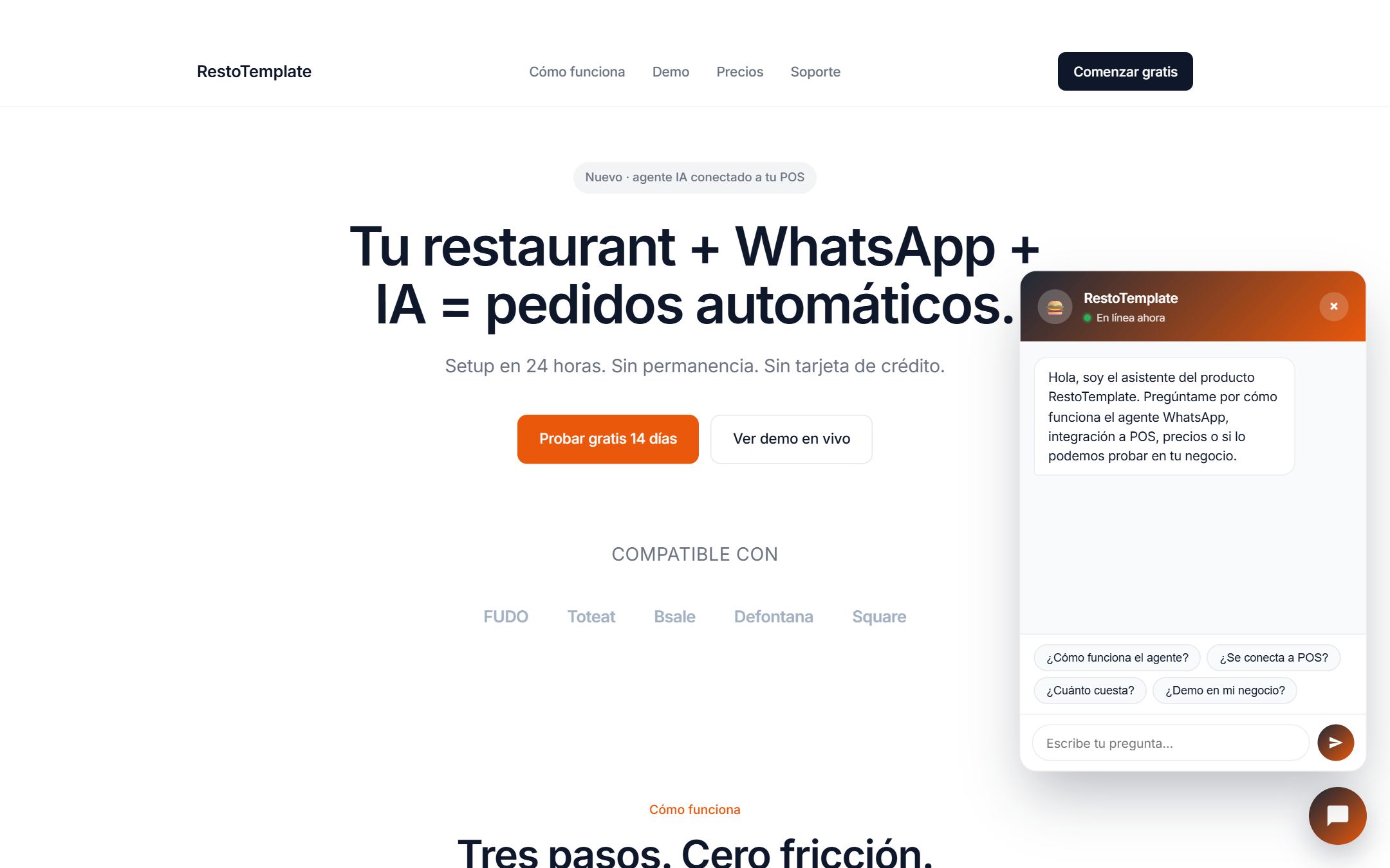 Template restaurant rápido de desplegar