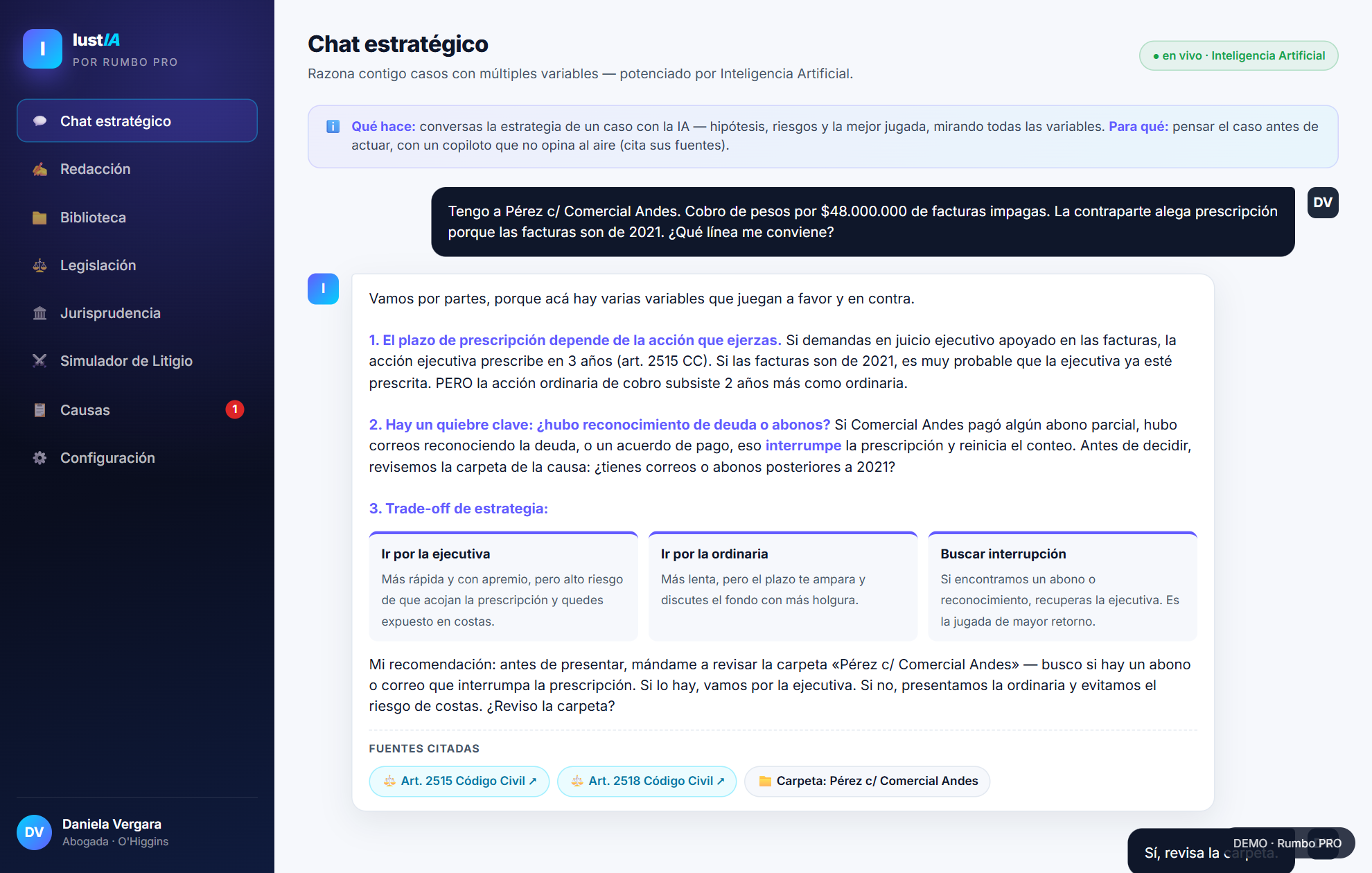 Chat estratégico de causas con IA