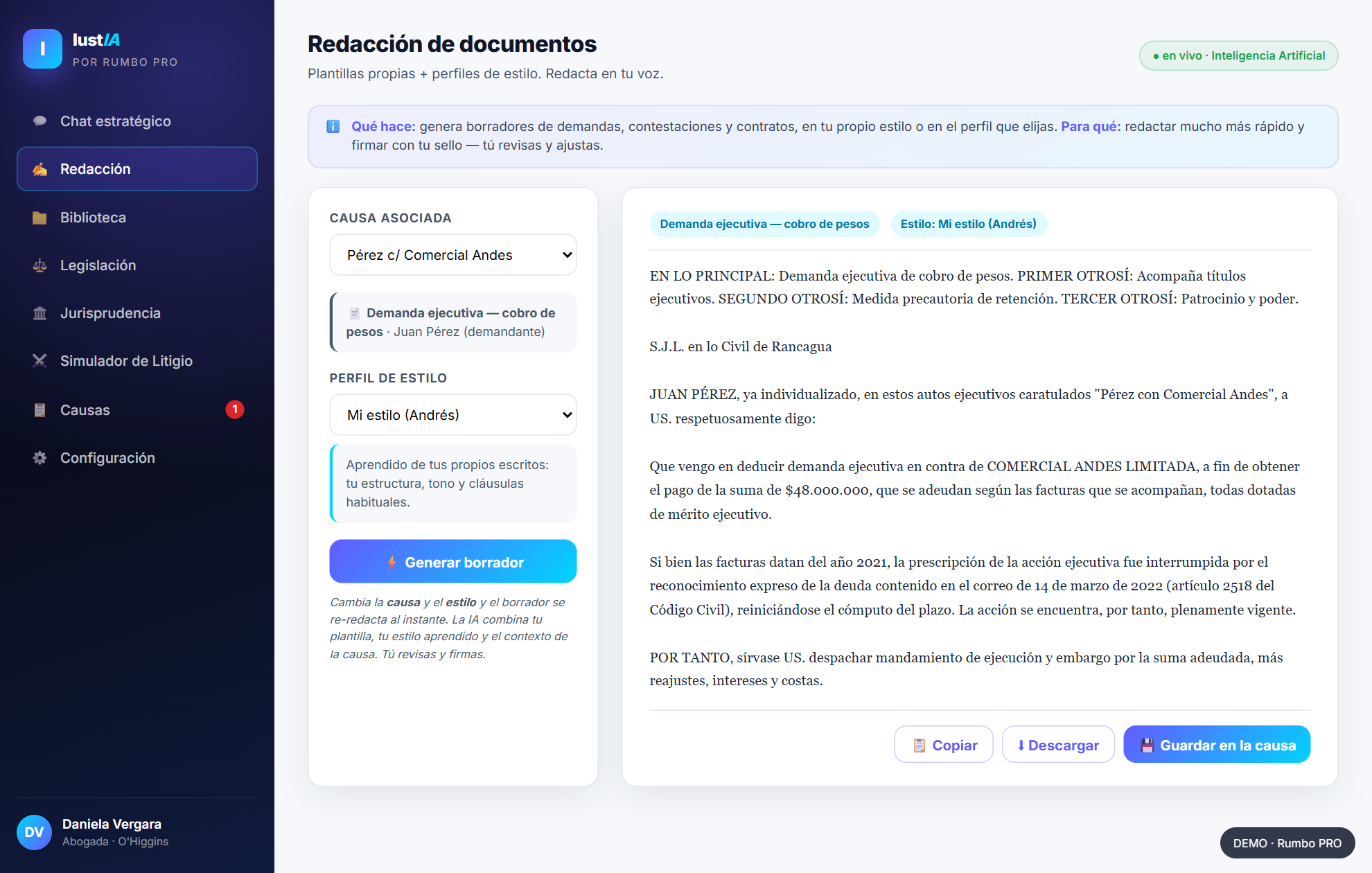 Redacción de documentos con perfiles de estilo
